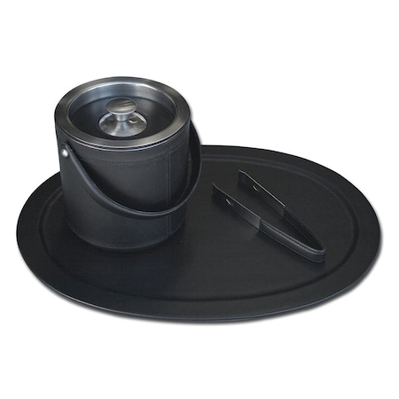 Dacasso Black Leather 3-Piece Ice Bucket Set DF-1049